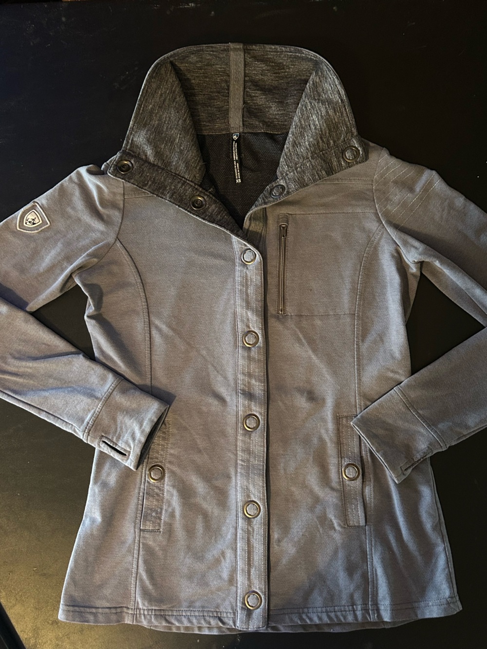 Kuhl Jacket Outdoor Hiking Gray Cotton Blend Snap Button Women's XS